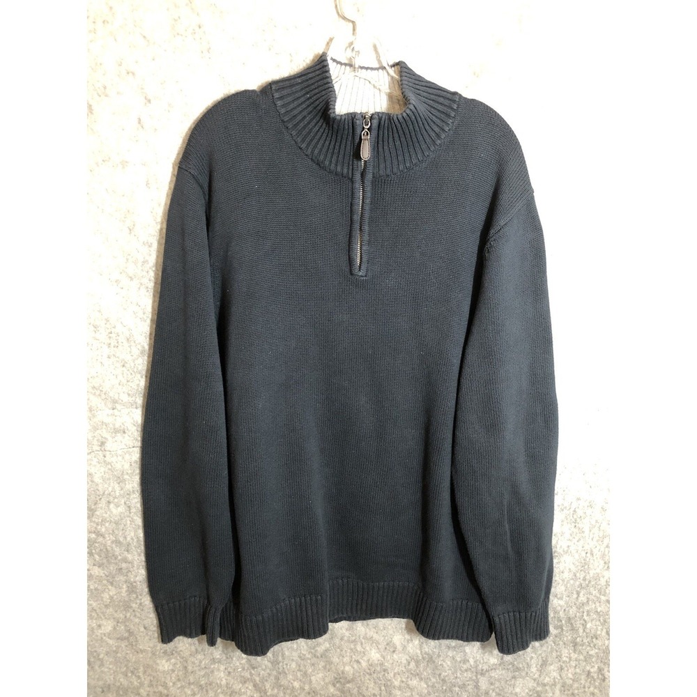 L.L. Bean Sweater XLT Mens Blue 1/4 Zip Pullover Camping Hiking Fishing Casual